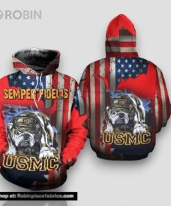 Veteran Semper Fidelis USMC 3D Hoodie All Over Printed