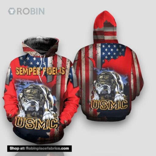 Veteran Semper Fidelis USMC 3D Hoodie All Over Printed
