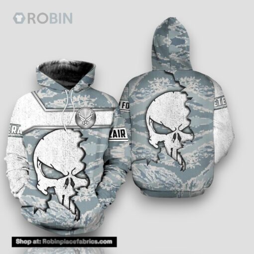Veteran Skull Air Force Camouflageuflage Gift For Air Force US Air Force 3D Hoodie All Over Printed