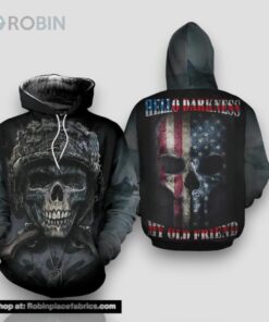 Veteran Skull Hello Darkness My Old Friend 3D Hoodie All Over Printed