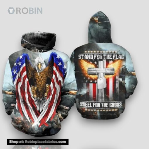 Veteran Stand For Flag Kneel For The Cross American Eagle 3D Hoodie All Over Printed