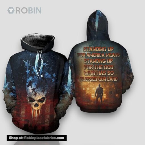 Veteran Standing Up For America Mean For God Skull 3D Hoodie All Over Printed