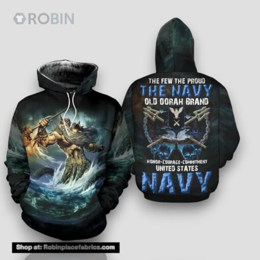 Veteran The Navy Old Brand Honor Courage Commitment 3D Hoodie All Over Printed