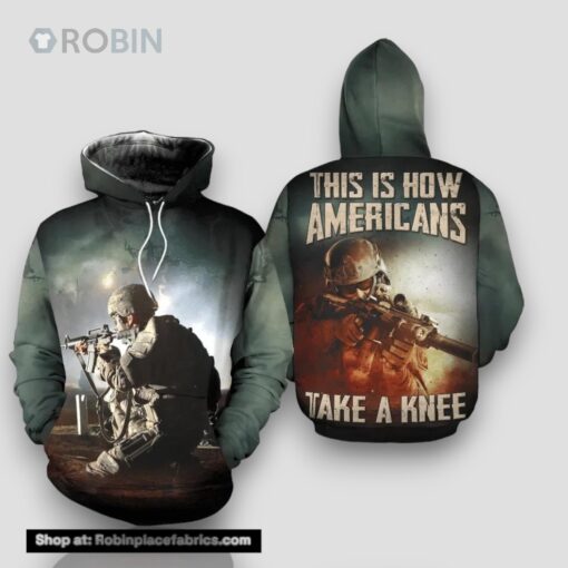 Veteran This How Americans Take A Knee 3D Hoodie All Over Printed