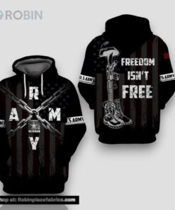 Veteran U.S Army Veteran Freedom Isn’t Free Black Chain 3D Hoodie All Over Printed