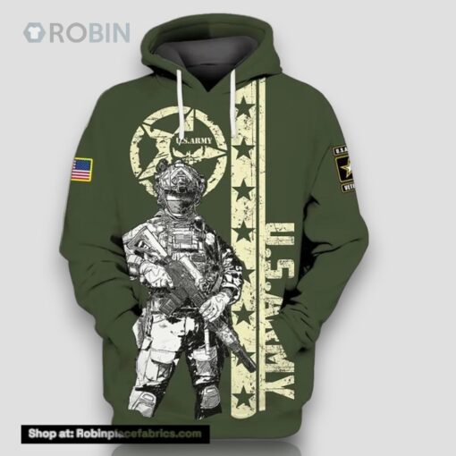 Veteran U.S Army Veteran Green Armed Force Soldier 3D Hoodie All Over Printed