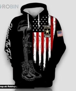 Veteran U.S Army Veteran Honor The Fallen Combat Boots 3D Hoodie All Over Printed