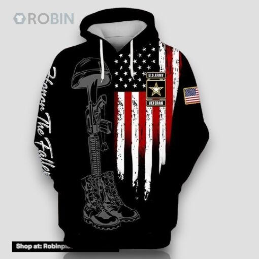 Veteran U.S Army Veteran Honor The Fallen Combat Boots 3D Hoodie All Over Printed
