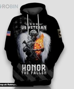 Veteran U.S Army Veteran Honor The Fallen Soldier Skull Wing 3D Hoodie All Over Printed