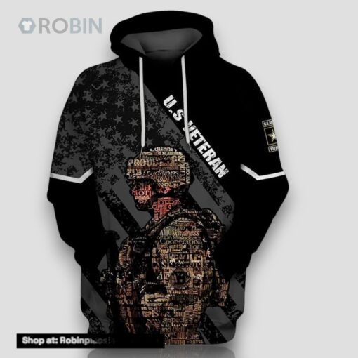 Veteran U.S Army Veteran Kindness Passion Respect 3D Hoodie All Over Printed