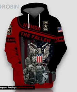 Veteran U.S Army Veteran Red Honor The Fallen 3D Hoodie All Over Printed
