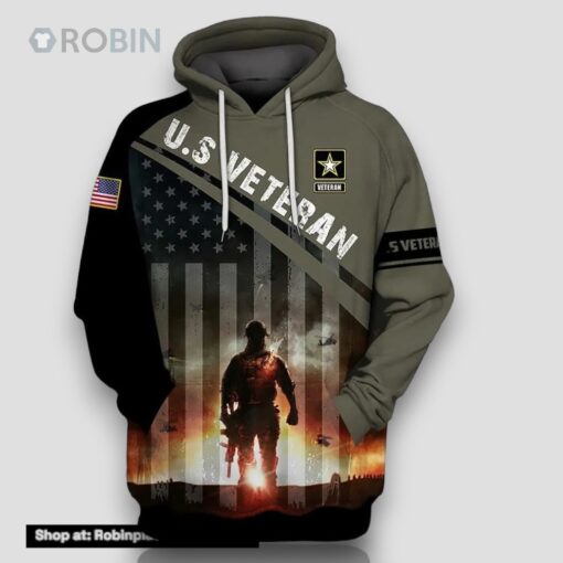 Veteran U.S Army Veteran Soldier Helicopter On The Sky 3D Hoodie All Over Printed