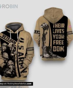 Veteran U.S Army Veteran Their Lives Your Freedom Brown 3D Hoodie All Over Printed