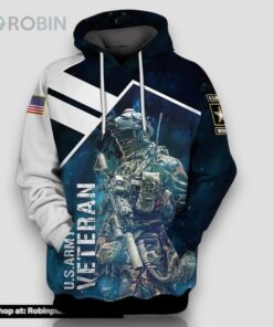 Veteran U.S Army Veteran White And Blue 3D Hoodie All Over Printed