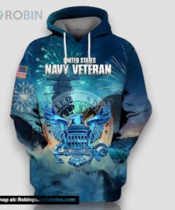 Veteran U.S Navy Veteran Logo Battle Ship 3D Hoodie All Over Printed