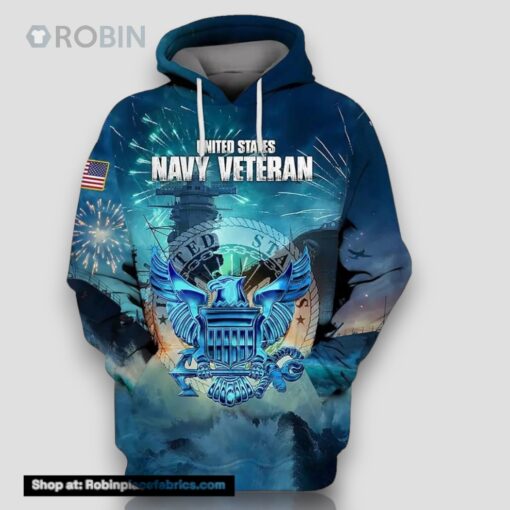 Veteran U.S Navy Veteran Logo Battle Ship 3D Hoodie All Over Printed