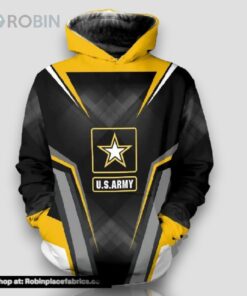 Veteran United States Army Symbol Black Yellow 3D Hoodie All Over Printed