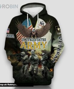 Veteran United States Army Veteran Eagle Spread Wing 3D Hoodie All Over Printed