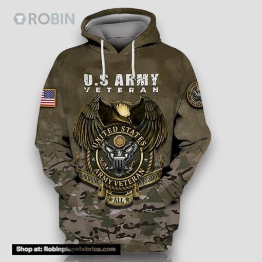 Veteran United States Army Veteran Honoring All Served 3D Hoodie All Over Printed