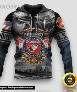 Veteran United States Marine Corps Semper Honor Bull Dog 3D Hoodie All Over Printed