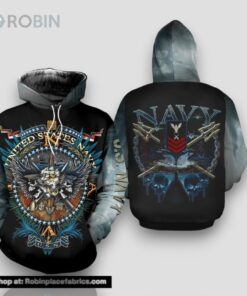 Veteran United States Navy US Navy Veteran Blue Skull 3D Hoodie All Over Printed
