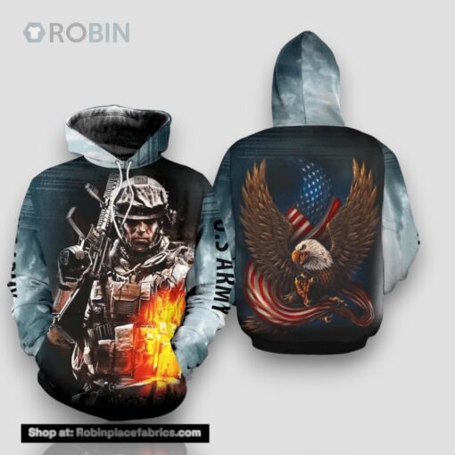 Veteran US Army Veteran American Eagle 3D Hoodie All Over Printed