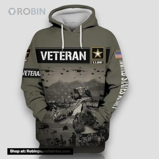 Veteran US Army Veteran Armed Force Helicopter 3D Hoodie All Over Printed