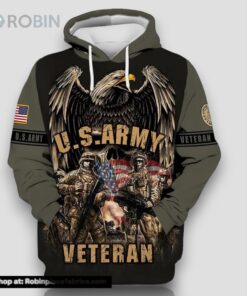 Veteran US Army Veteran Eagle And Soldiers 3D Hoodie All Over Printed