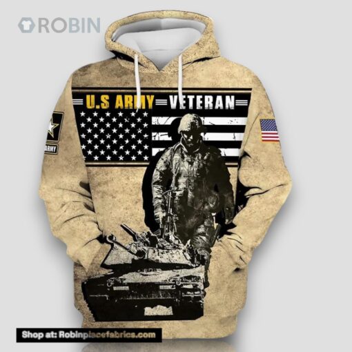 Veteran US Army Veteran Soldier And Tank 3D Hoodie All Over Printed