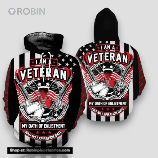 Veteran US Army Veteran United States Dog Tag Gun 3D Hoodie All Over Printed