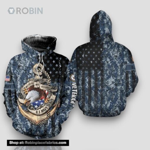 Veteran US Navy The Only Easy Day Yesterday 3D Hoodie All Over Printed