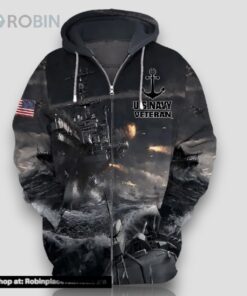 Veteran US Navy Veteran Black Battleship Anchor 3D Hoodie All Over Printed