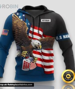 Veteran US Navy Veteran Sailors Eagle Dog Tag 3D Hoodie All Over Printed