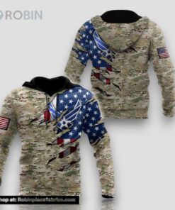 Veteran USAF USA Flag Camouflage 3D Hoodie All Over Printed