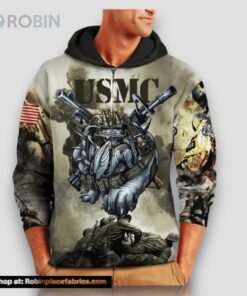 Veteran USMC Marine Bulldog Semper Fi 3D Hoodie All Over Printed