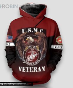 Veteran USMC Marine Corps Veteran Eagle 3D Hoodie All Over Printed