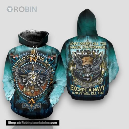 Veteran USN Except A Navy Will Kill You Gun Skull 3D Hoodie All Over Printed