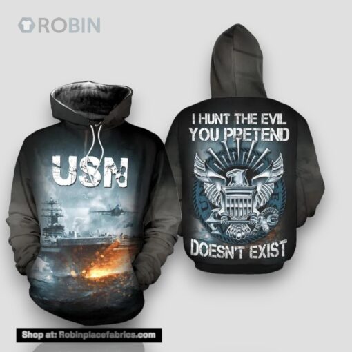 Veteran USN Hunt The Evil You Pretend Not Exist 3D Hoodie All Over Printed