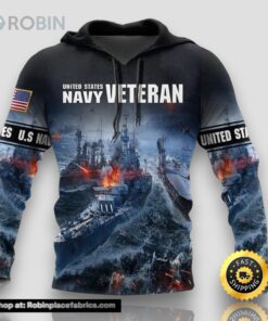 Veteran USN Navy Veteran Helicopter Battle Ship 3D Hoodie All Over Printed