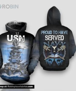 Veteran USN Proud To Have Served Navy Battle Ship 3D Hoodie All Over Printed