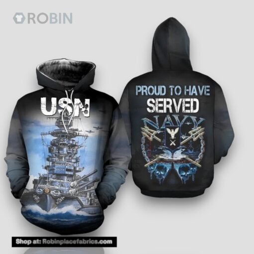 Veteran USN Proud To Have Served Navy Battle Ship 3D Hoodie All Over Printed