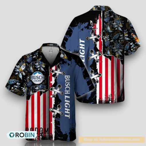 Vintage Tropical Flower Busch Light Hawaiian Shirt