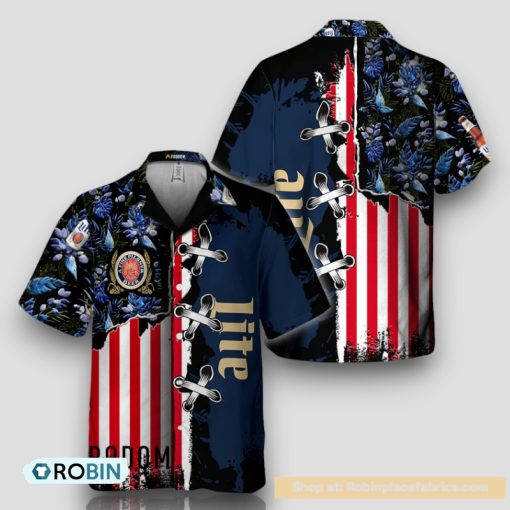 Vintage Tropical Flower Miller Lite Hawaiian Shirt
