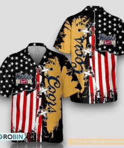 Vintage USA Flag Coors Banquet Hawaiian Shirt
