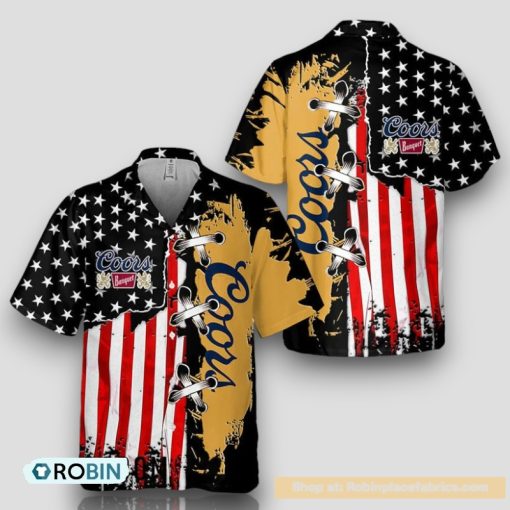 Vintage USA Flag Coors Banquet Hawaiian Shirt
