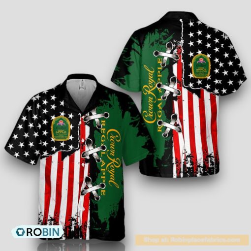 Vintage USA Flag Crown Royal Hawaiian Shirt