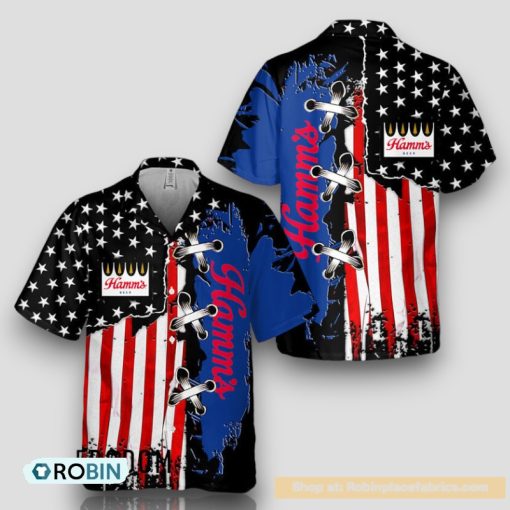 Vintage USA Flag Hamm’s Hawaiian Shirt