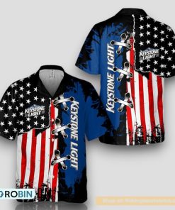 Vintage USA Flag Keystone Light Hawaiian Shirt
