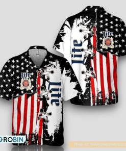Vintage USA Flag Miller Lite Hawaiian Shirt