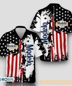 Vintage USA Flag Modelo Beer Hawaiian Shirt